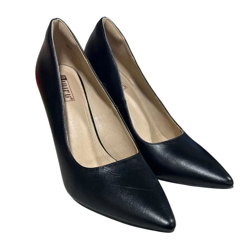 IDIFU Womens Size 8 Black Faux Leather 4